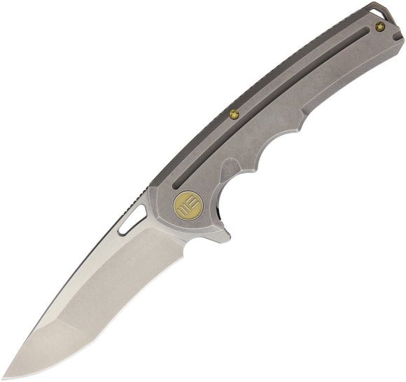 WE KNIFE Ti Gray Flipper Folding Pocket Knife Drop Pt SW Satin S35VN - 611H