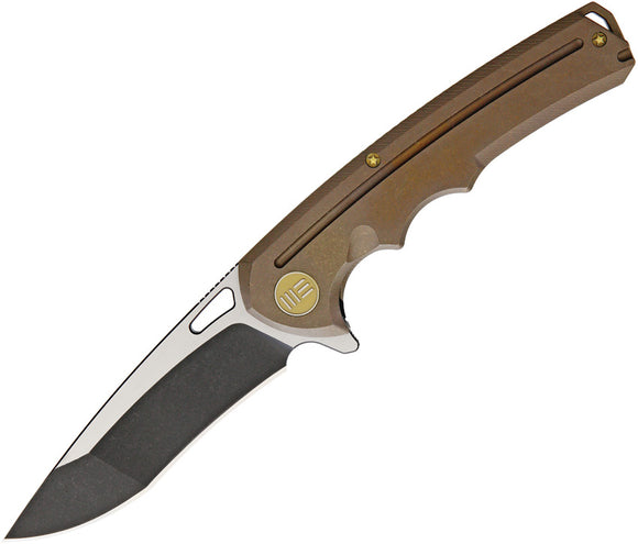 WE KNIFE Bronze Flipper Folding Pocket Knife Drop Pt Black Satin S35VN - 611I