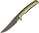 WE KNIFE CO Linerlock Gold Titanium Handle Bohler M390 Black Folding Knife 704I