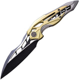 We Knife Co Arrakis Framelock Gold & Silver Titanium Framelock Folding M390 Knife 906a