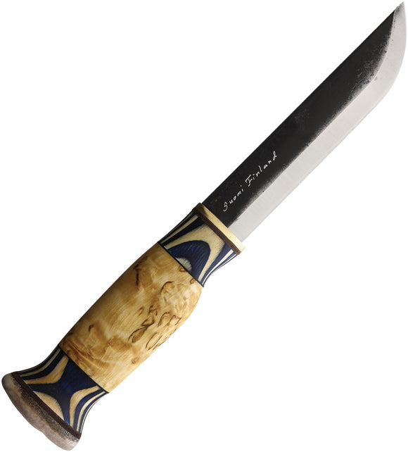 Wood Jewel Large Lion Blue & White Birch Carbon Steel Fixed Blade Knife 23LION13