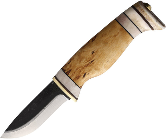 Wood Jewel Lapland Curly Birch Carbon Steel Fixed Blade Knife w/ Sheath 23LP