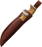Wood Jewel Curly Birch Carbon Steel Fixed Blade Knife w/ Sheath 2pc set 23NA