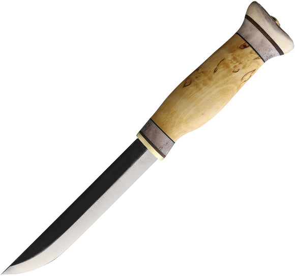 Wood Jewel Vuolu 13 Curly Birch Carbon Steel Fixed Blade Knife w/ Sheath 23V13
