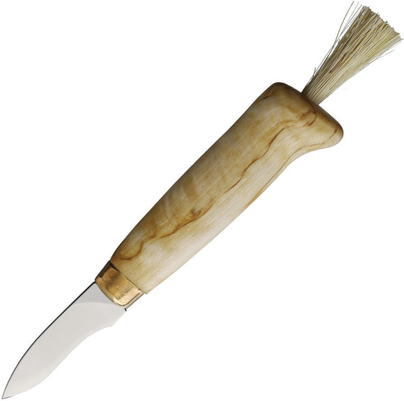 Wood Jewel Mushroom Curly Birch Wood Stainless Fixed Blade Knife w/ Sheath 92S