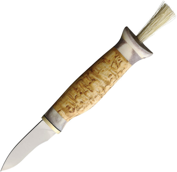 Wood Jewel Mushroom Curly Birch Wood Stainless Fixed Blade Knife w/ Sheath 92