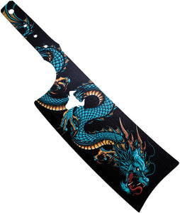 Toro Knives Besito Water Black & Blue 3Cr13 Steel Dragon Art Throwing Cleaver 068