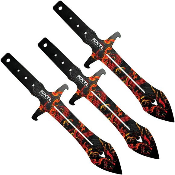 Toro Knives Maximo Red Fire Dragon Black Stainless 3pc Throwing Knives Set 069