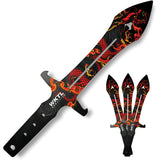 Toro Knives Maximo Red Fire Dragon Black Stainless 3pc Throwing Knives Set 069