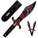 Toro Knives Tesoro Red Fire Dragon Black Stainless 3pc Throwing Knives Set 071