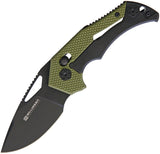 Willumsen Copenhagen Red E Axis Lock Black OD Green Folding Knife 004