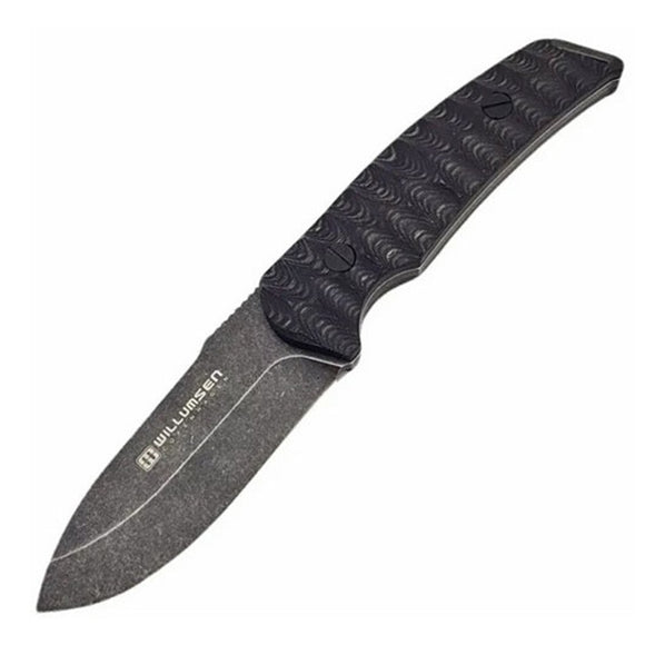 Willumsen Copenhagen Birddog Fixed Blade Knife Black G10 440C Stainless MBD21DSW