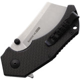 Willumsen Copenhagen Red E Cross Linerlock Carbon Fiber Folding Knife RE22CSB