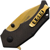 Willumsen Copenhagen Red E Cross Linerlock Carbon Fiber Folding Knife RE22TGB