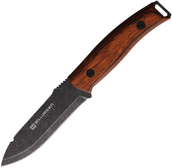 Willumsen Copenhagen Wild1 Brown Wood Black 14C28N Fixed Blade Knife OPEN BOX