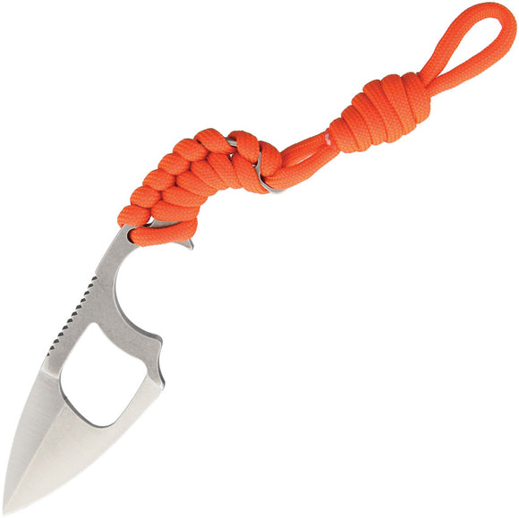 WildSteer KRILL Finger Hole Neon Orange Stainless Fixed Blade Neck Knife KR001N