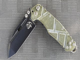 Wander Tactical Hurricane Button Lock Green Micarta Folding D2 Steel Knife K16G