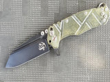 Wander Tactical Mistral Button Lock Green Micarta Folding D2 Steel Knife K200G