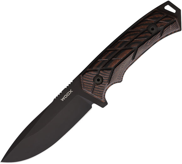 WOOX Rock 62 XGRIP Brown Micarta Sleipner Fixed Blade Knife w/ Sheath K00118