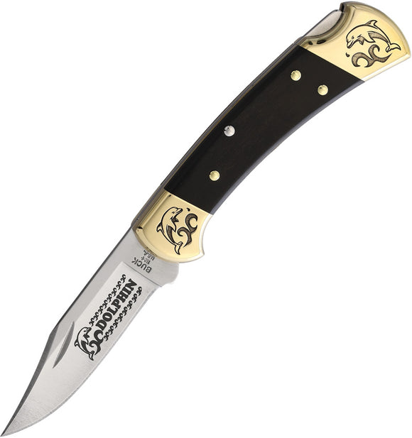 Yellowhorse Custom Buck 112 Lockback Dolphin Design Wood Folding Pocket Knife 366