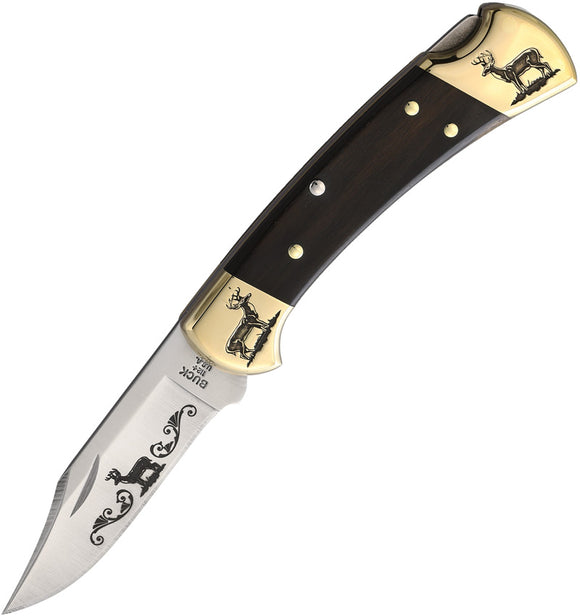 Yellowhorse Custom Buck 112 Lockback Deer Design Wood Folding Pocket Knife 369