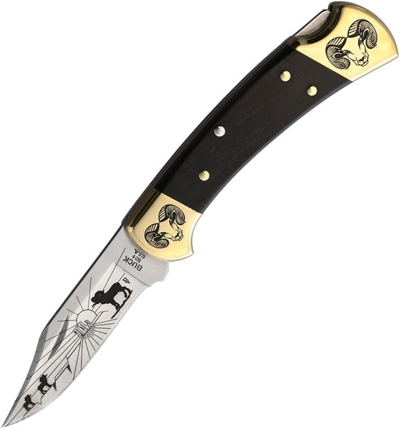 Yellowhorse Custom Buck 112 Lockback Ram Design Wood Folding Pocket Knife 378