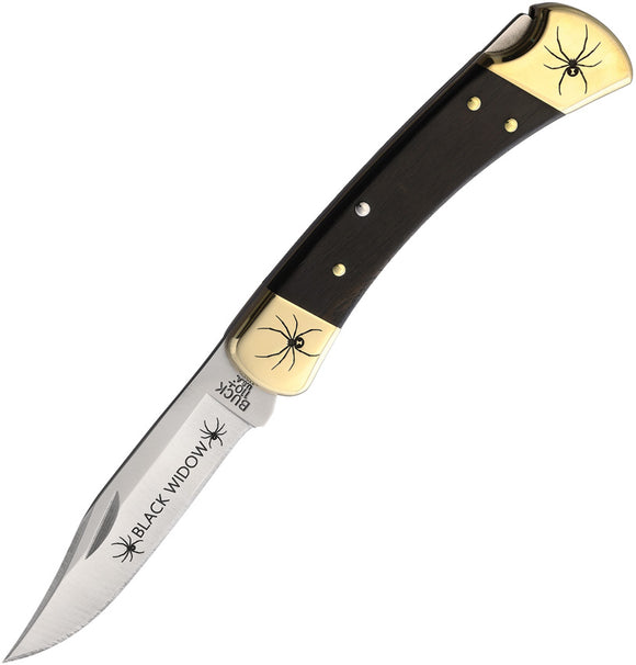 Yellowhorse Custom Buck 110 Black Widow Lockback Ebony Wood Folding 420HC Knife 403