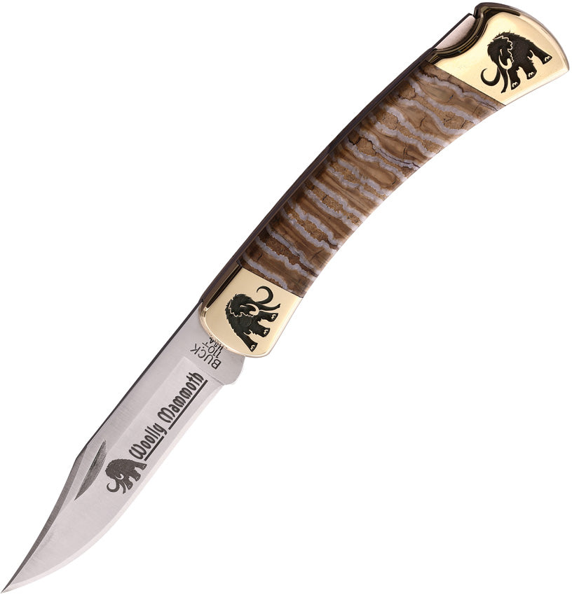 Woolly Mammoth Tooth Collection 4 Damascus Linerlock Knife with