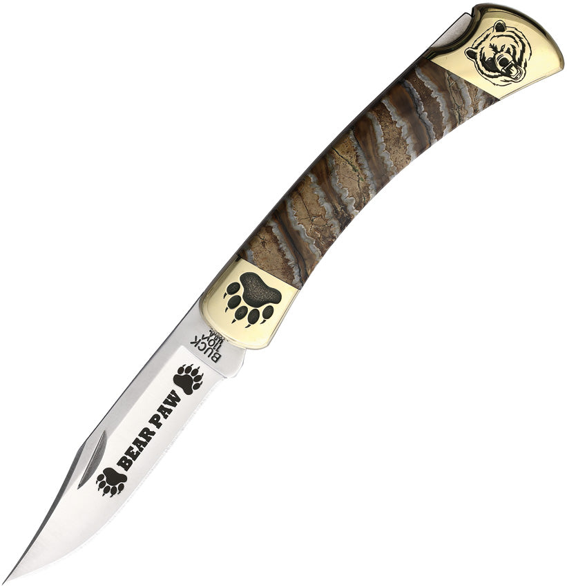 Yellowhorse Custom Buck 110 Bear Paw Lockback Mammoth Tooth
