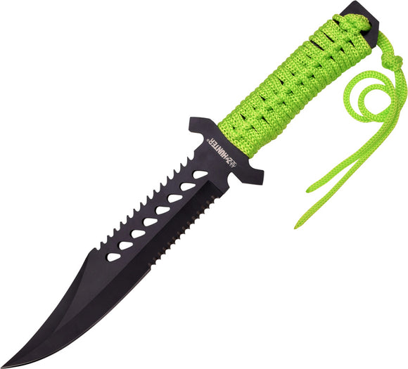 Z-Hunter Green Cord Wrapped Partially Serrated Stainless Fixed Blade Knife 103
