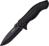 Z Hunter Black Skull Assisted Opening Part Serrated Folding Knife - 137BK