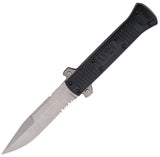 UZI 8.75" Collapsible Black Serrated Fixed Blade Knife w/ Sheath ZF0026BKSB