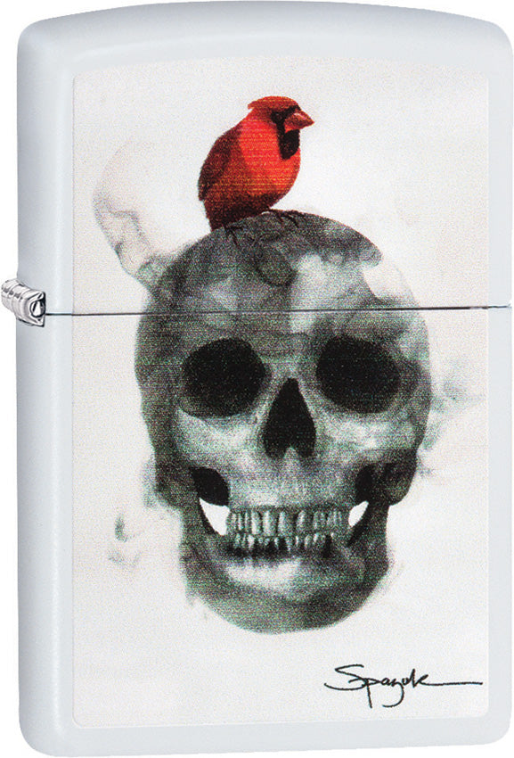 Zippo Lighter Spazuk Red Cardinal on Skull USA 02738