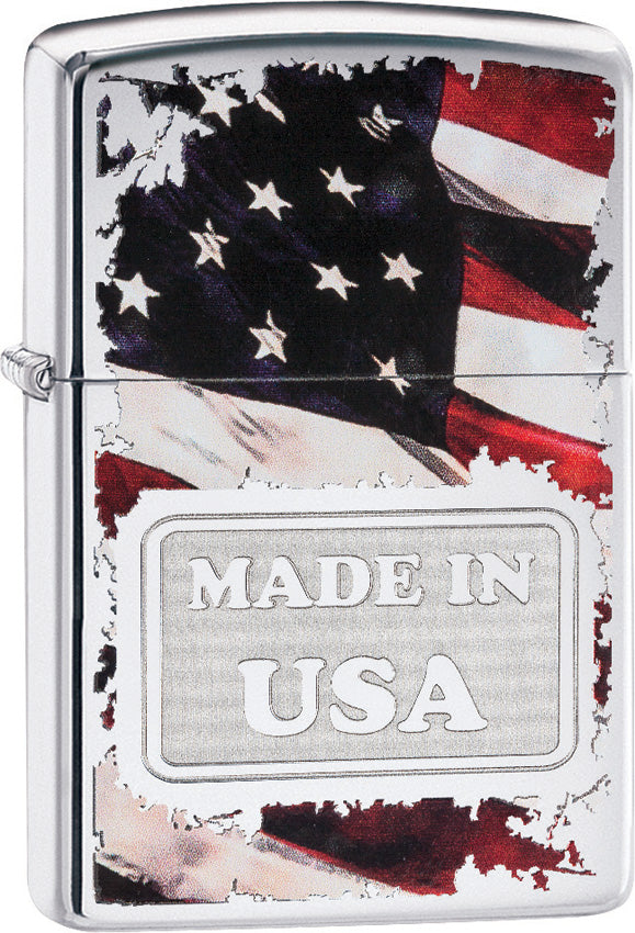 Zippo Lighter Made In USA American Flag Design Windless USA Made 05449