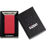 Zippo Slim Red Matte Smooth Windproof 2.38" Pocket Lighter 11633