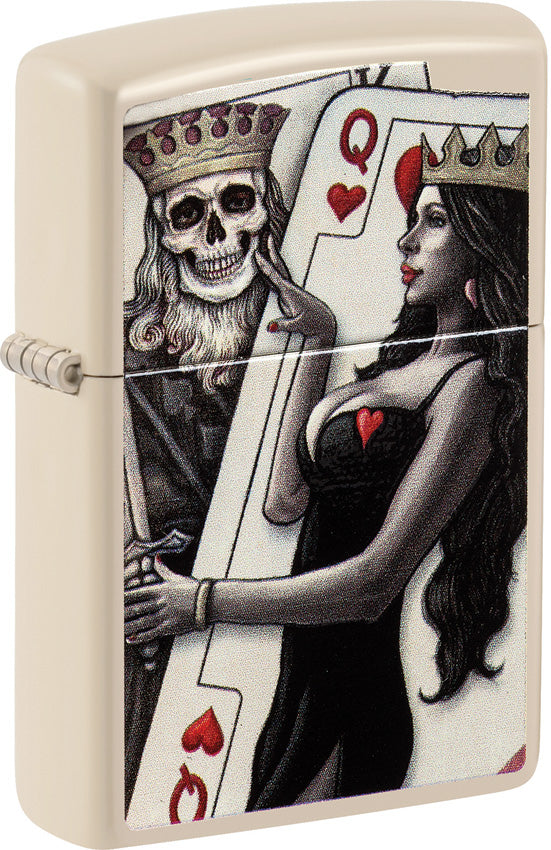 Zippo Skull King Queen Design Cream Matte 2.25
