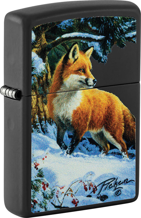 Zippo Linda Picken Fox Design Black/Brown Matte Water Resistant Lighter 53224