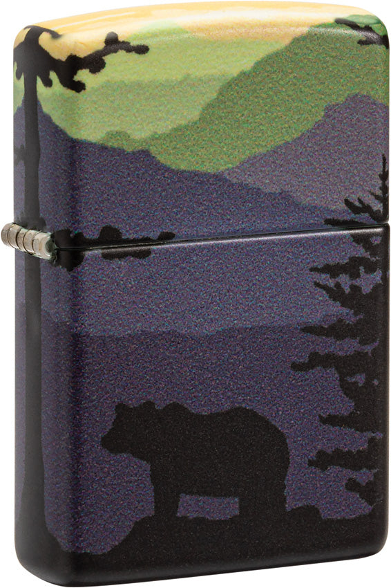 Zippo Bear Landscape Purple/Green Smooth Windproof Pocket Lighter
