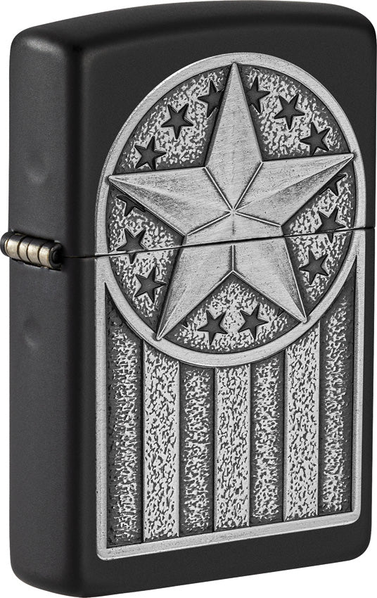 Zippo American Metal Emblem Design Black Matte Windproof Lighter 70766