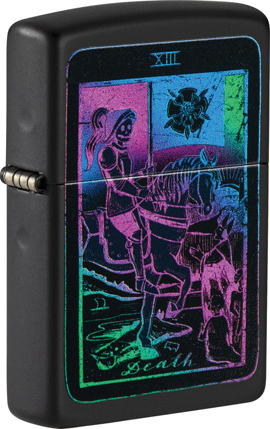Zippo Black Light Tarot Card Design Black Matte Waterproof UV Lighter 70894