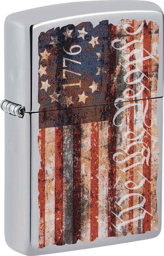 Zippo Americana Flag High Polish Chrome Windproof Lighter 71862