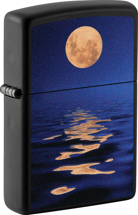 Zippo Full Moon Design Black Matte Windproof Lighter 71894