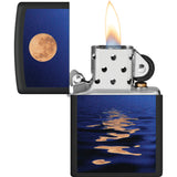 Zippo Full Moon Design Black Matte Windproof Lighter 71894