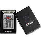 Zippo Skull Couple Design Brushed Chrome Windproof Pocket Lighter 74583