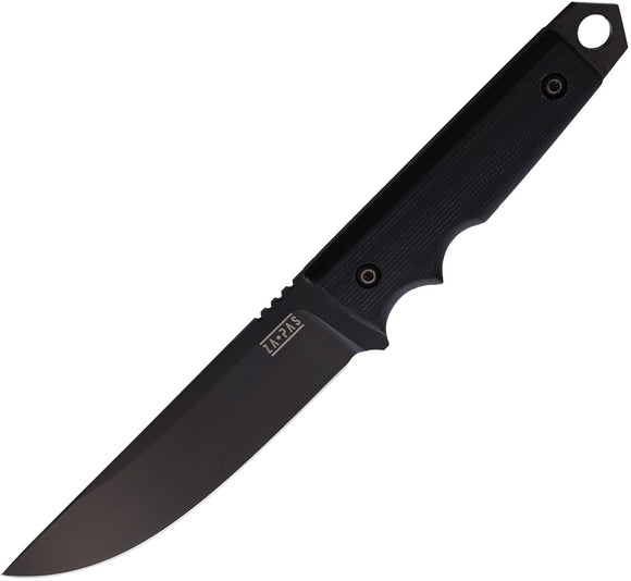 ZA-PAS Knives Urban Tactic Black G10 Carbon Steel Fixed Blade Knife S0032