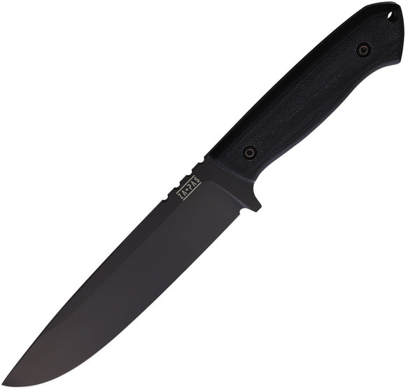 ZA-PAS Knives Expandable Black G10 Carbon Steel Fixed Blade Knife S0033