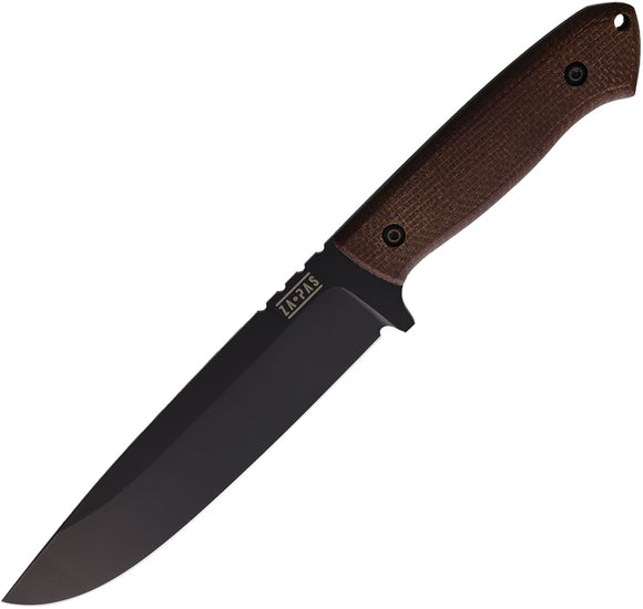 ZA-PAS Knives Expandable Brown Micarta Carbon Steel Fixed Blade Knife S0034