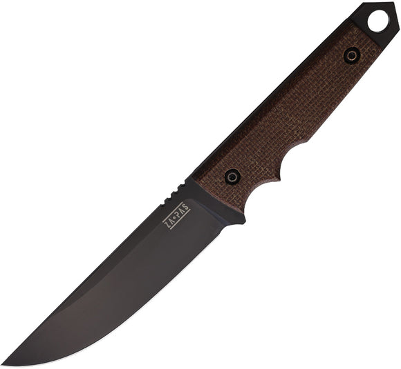 ZA-PAS Knives Urban Tactic Brown Micarta Carbon Steel Fixed Blade Knife S0036