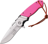 Elk Ridge Ballistic Assisted Opening Pink Drop Pt Satin Folding Pocket Knife A003PK
