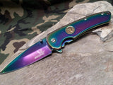Elk Ridge Spring Assisted Folding Pocket Rainbow Knife - A005RB